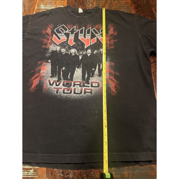 Vintage Styx Shirt Mens XL Black World Tour Concert Rock Band Logo Album Tee - Picture 3 of 11